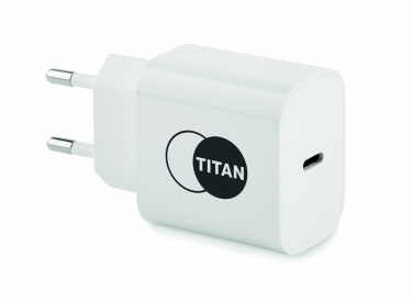 Logo trade promotional items image of: 20W 2 port USB charger EU plug