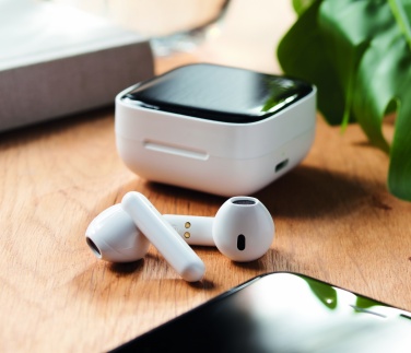 Logotrade promotional item image of: TWS earbuds with solar charger