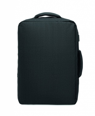 Logotrade promotional merchandise picture of: A safe 15-inch laptop backpack made of 300D RPET with a 210D RPET lining and customizable printing.