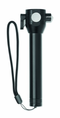 Logotrade promotional giveaway image of: 3-in-1 aluminum flashlight with an emergency hammer and seatbelt cutter, customizable with printing