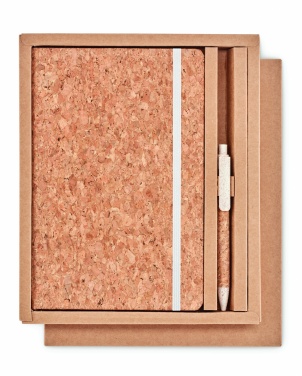Logo trade business gift photo of: A5 cork notebook with pen