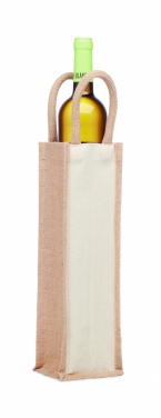 Logo trade promotional merchandise photo of: Jute wine bag for one bottle