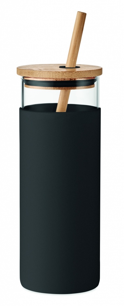 Logo trade promotional merchandise picture of: Glass tumbler 450ml bamboo lid