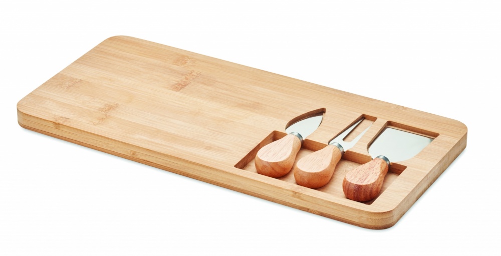Logo trade promotional giveaway photo of: Bamboo Cheese board set Leipzig