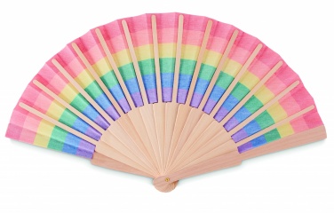 Logo trade promotional giveaways image of: Rainbow wooden hand fan
