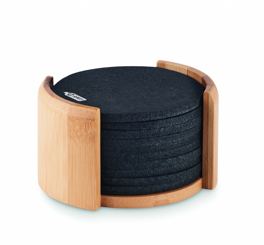 Logotrade promotional items photo of: RPET coasters in bamboo holder
