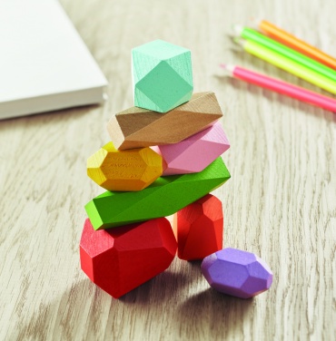 Logo trade business gifts image of: 8 stacking wood rocks in pouch