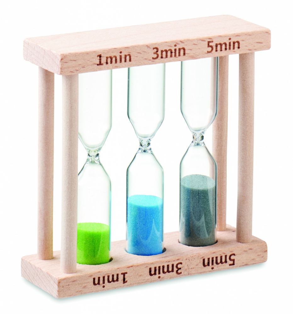 Logotrade promotional product image of: Set of 3 wooden sand timer