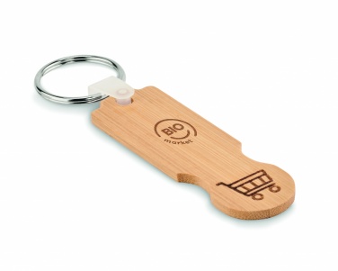 Logo trade promotional gift photo of: Bamboo euro token key ring Rauma