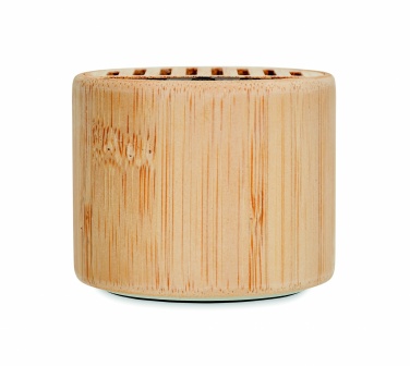 Logo trade promotional merchandise photo of: Round bamboo wireless speaker