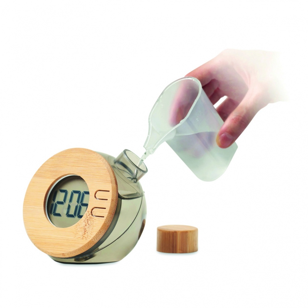 Logotrade promotional merchandise picture of: Water powered bamboo LCD clock
