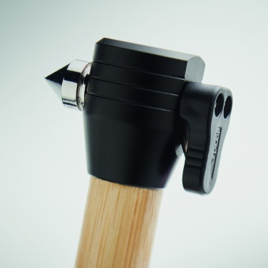 Logo trade promotional merchandise picture of: 3-in-1 bamboo flashlight with an emergency hammer and seatbelt cutter