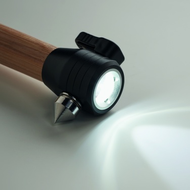 Logotrade promotional giveaway picture of: 3-in-1 bamboo flashlight with an emergency hammer and seatbelt cutter