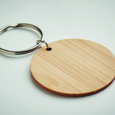 Logotrade promotional product picture of: Round bamboo key ring Pieksämäki