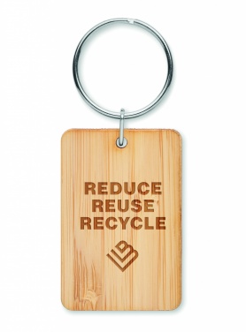 Logotrade promotional merchandise picture of: Rectangular bamboo key ring Riihimäki