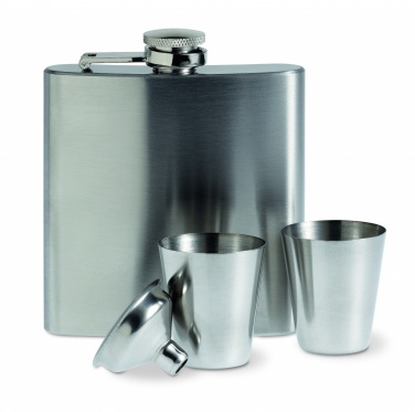 Logotrade promotional gift picture of: Slim hip flask w 2 cups set