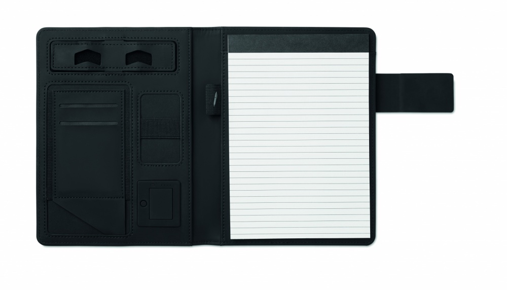 Logo trade corporate gifts image of: A5 folder with power bank