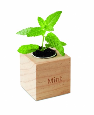 Logotrade promotional merchandise photo of: Herb pot wood "MINT"