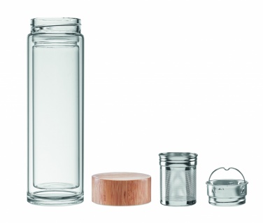 Logo trade promotional products image of: Double wall glass bottle 400ml München