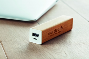 Logo trade promotional gifts picture of: Power bank bamboo 2200 mAh POWERBAM