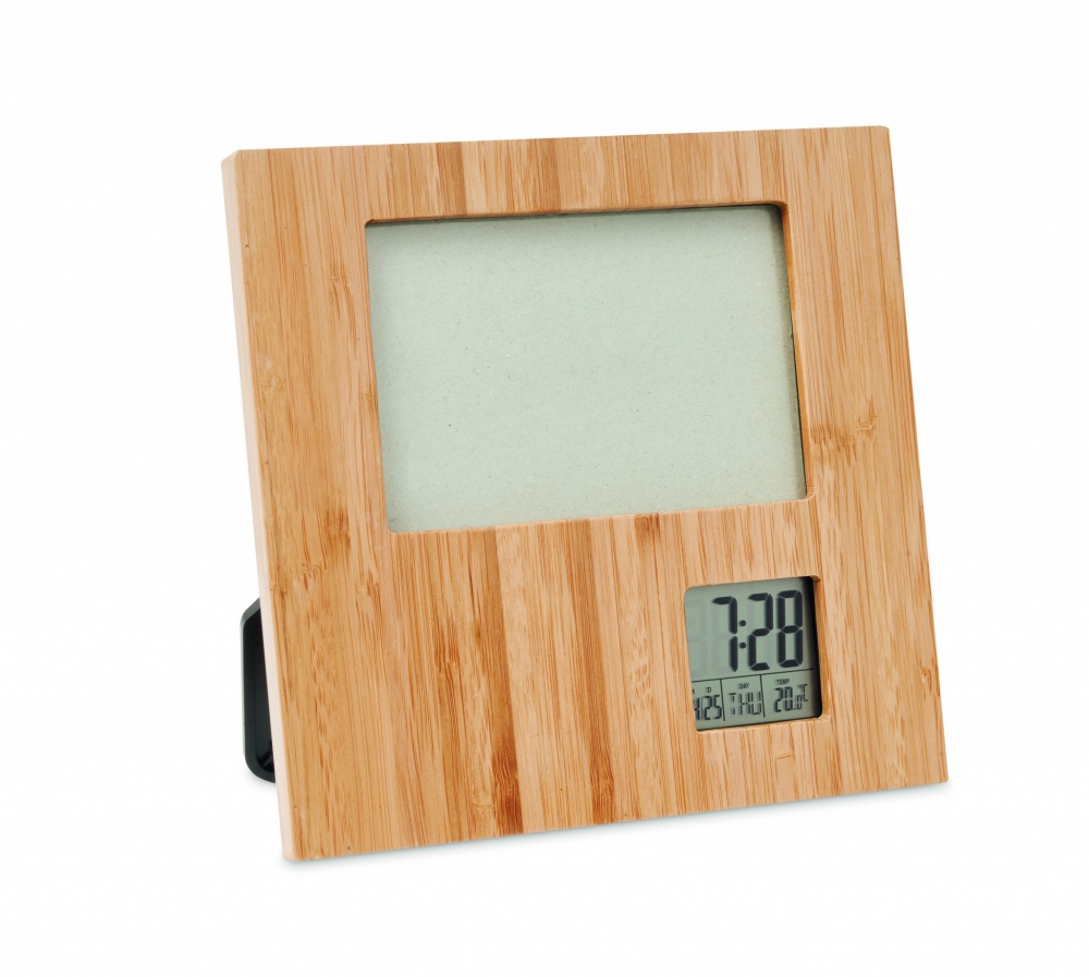 Logo trade promotional items image of: Photo frame with weather statio