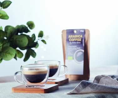Logo trade promotional giveaway photo of: Set of 2 double wall espresso