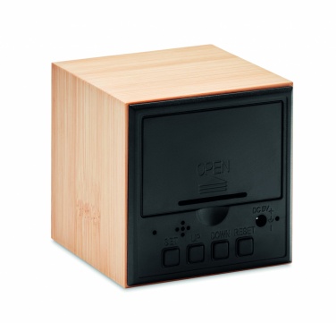 Logotrade promotional product image of: LED alarm clock bamboo casing Dortmund