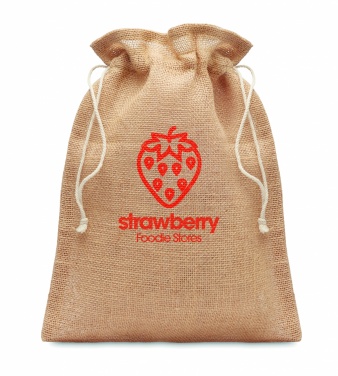 Logo trade promotional giveaway photo of: Small jute gift bag 14 x 22 cm