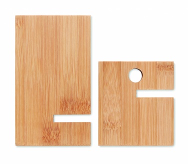 Logo trade promotional merchandise picture of: Bamboo phone stand/ holder WHIPPY