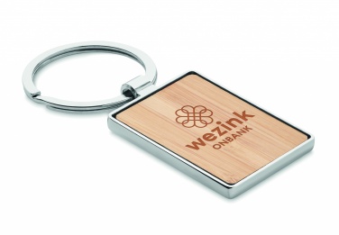 Logo trade promotional items image of: Rectangular key ring bamboo WEST