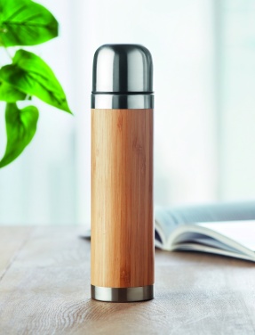 Logo trade promotional merchandise photo of: Double wall bamboo cover flask 400ml CHAN BAMBOO