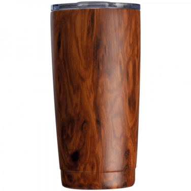 Logo trade promotional merchandise picture of: Stainless steel mug with wooden look COSTA RICA 550 ml
