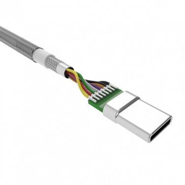 Logo trade business gift photo of: Nylon data transfer cable LK30 Type - C Quick Charge 3.0