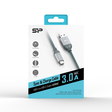 Logotrade promotional item picture of: Nylon data transfer cable LK30 Type - C Quick Charge 3.0