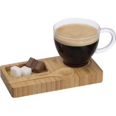 Logo trade business gift photo of: Tray with cup and spoon FORMOSA 150 ml