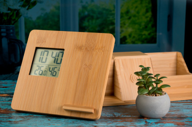 Logo trade corporate gift photo of: Bamboo weather station GRANADA
