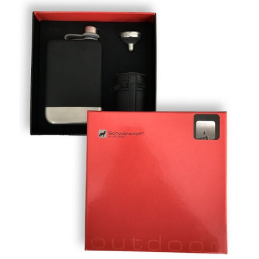Logo trade promotional products image of: Hip flask set TAHAT Schwarzwolf