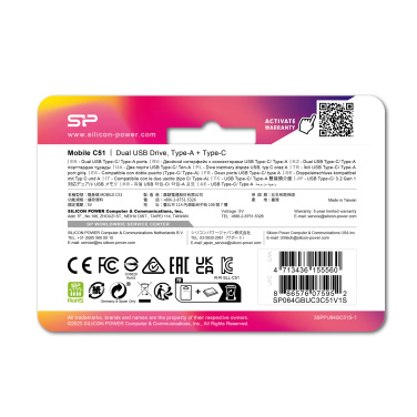 Logotrade corporate gift image of: Pendrive Silicon Power Mobile - C51 3.2, 64GB