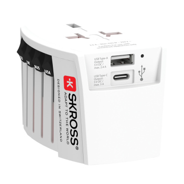 Logo trade corporate gifts image of: SKROSS World Travel Adapter MUV 2-pole with USB A and C