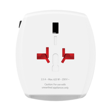 Logo trade promotional products picture of: SKROSS World Travel Adapter MUV 2-pole with USB A and C