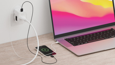 Logo trade promotional merchandise photo of: SKROSS World Travel Adapter MUV 65W PD with USB C Cable