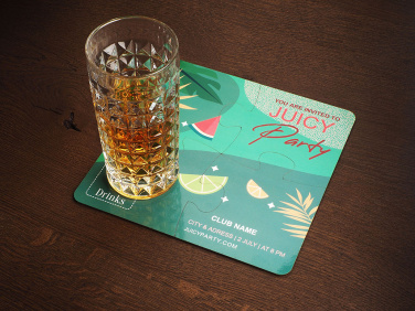 Logo trade promotional merchandise photo of: Set of 4 PUZZLE glass coasters 1835117
