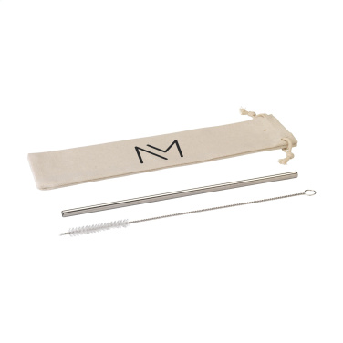 Logo trade promotional gifts image of: Reusable 1 piece ECO Straw Set stainless-steel straw