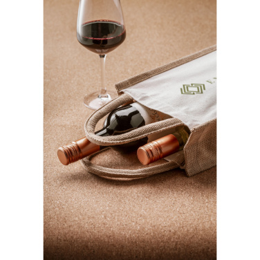 Logo trade promotional products image of: Jute Canvas Double Wine Bag