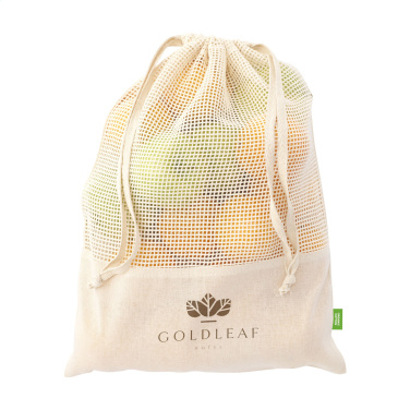 Logo trade promotional gift photo of: Natura Organic GOTS Mesh Bag (120 g/m²) fruit bag