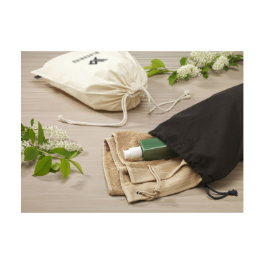 Logo trade promotional merchandise picture of: Gift Pouch Natural GRS Recycled Cotton (150 g/m²) L
