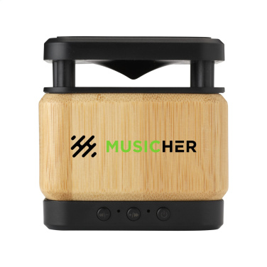 Logotrade promotional giveaway image of: Bamboo Block Speaker with wireless charger