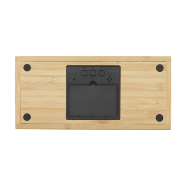 Logo trade corporate gifts picture of: Bamboo Alarm Clock with Wireless Charger
