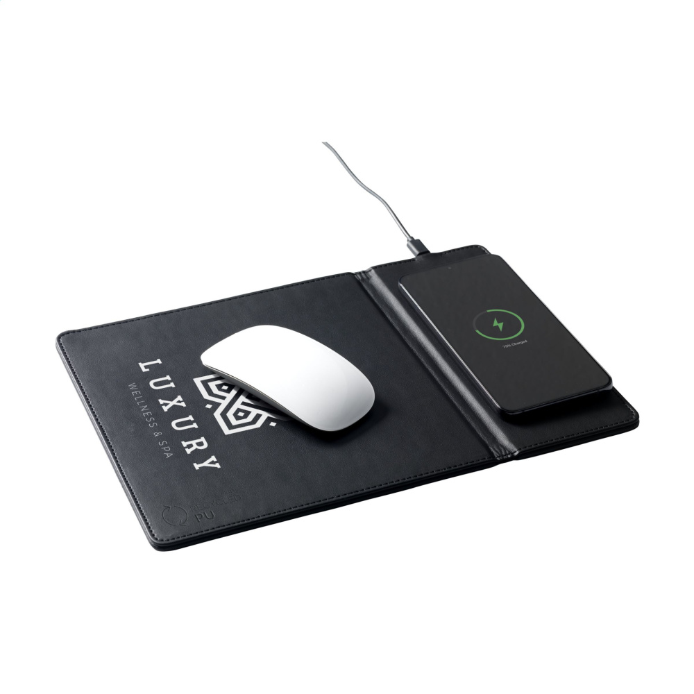 Logo trade business gifts image of: RCS Recycled Wireless Charging Mousepad