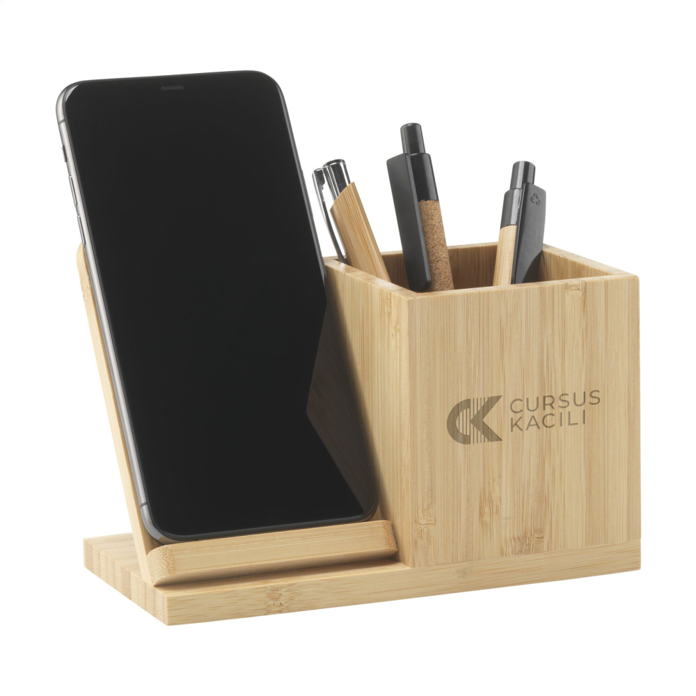 Logotrade promotional gift image of: Bamboo Boss 15W charger/pen holder
